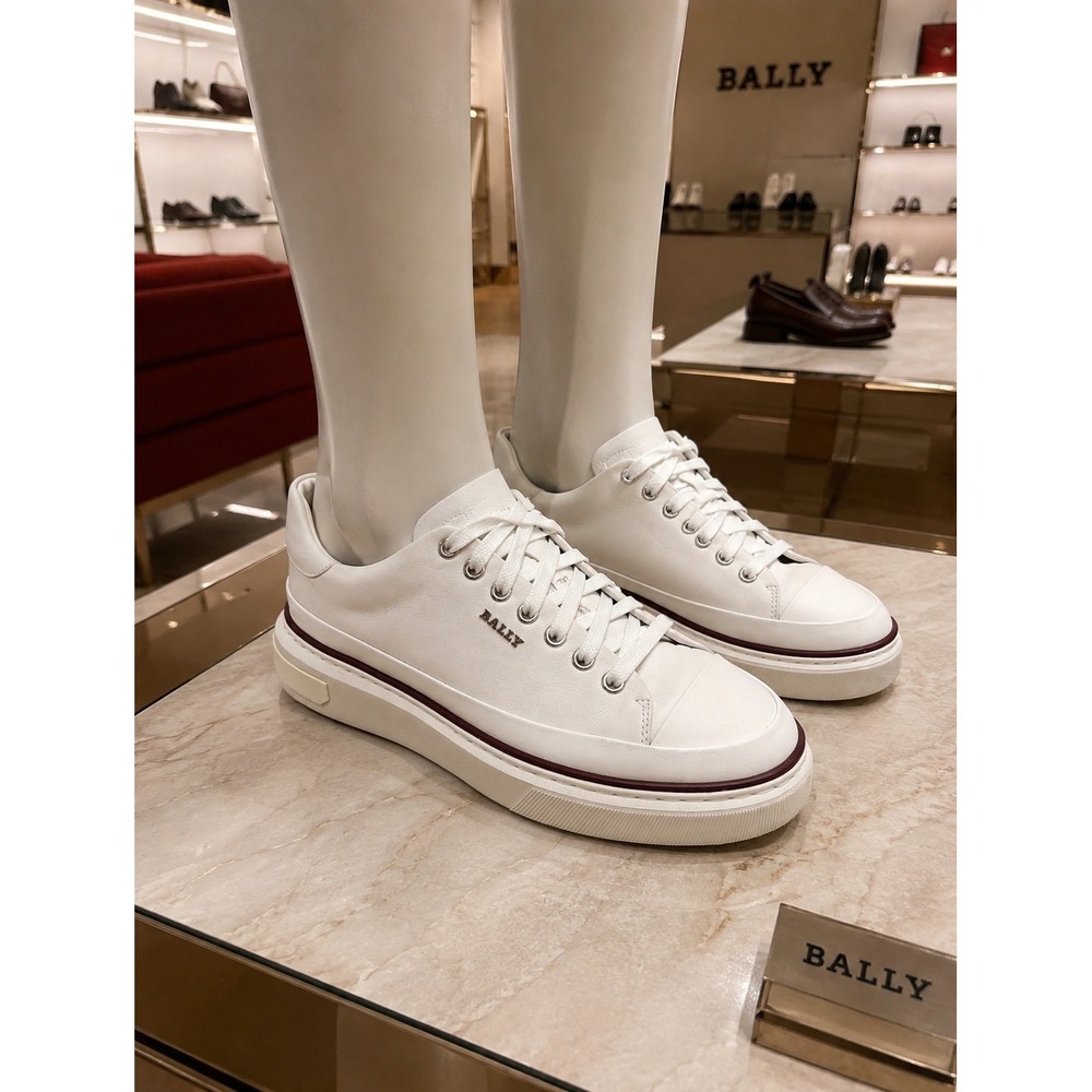 Bally Maily White Leather Lift Sneakers Luxury Designer EU 40.5 US 10